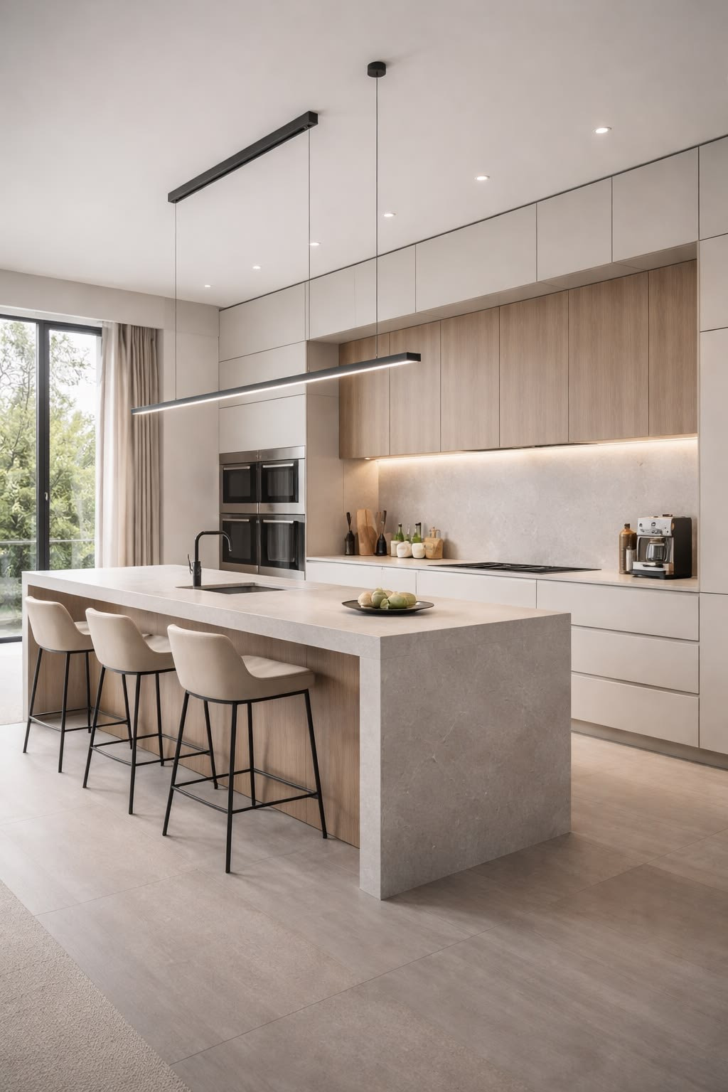 La cuisine contemporaine avec îlot central de Villa DS